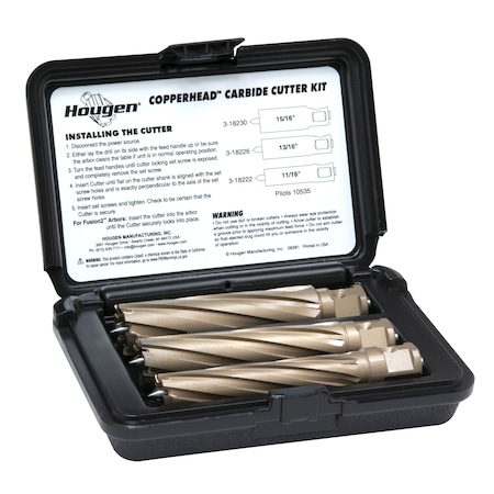 Hougen Copperhead Carbide Cutter Kit 11/16, 13/16, 15/16 in. 3 in. DOC 18983-3